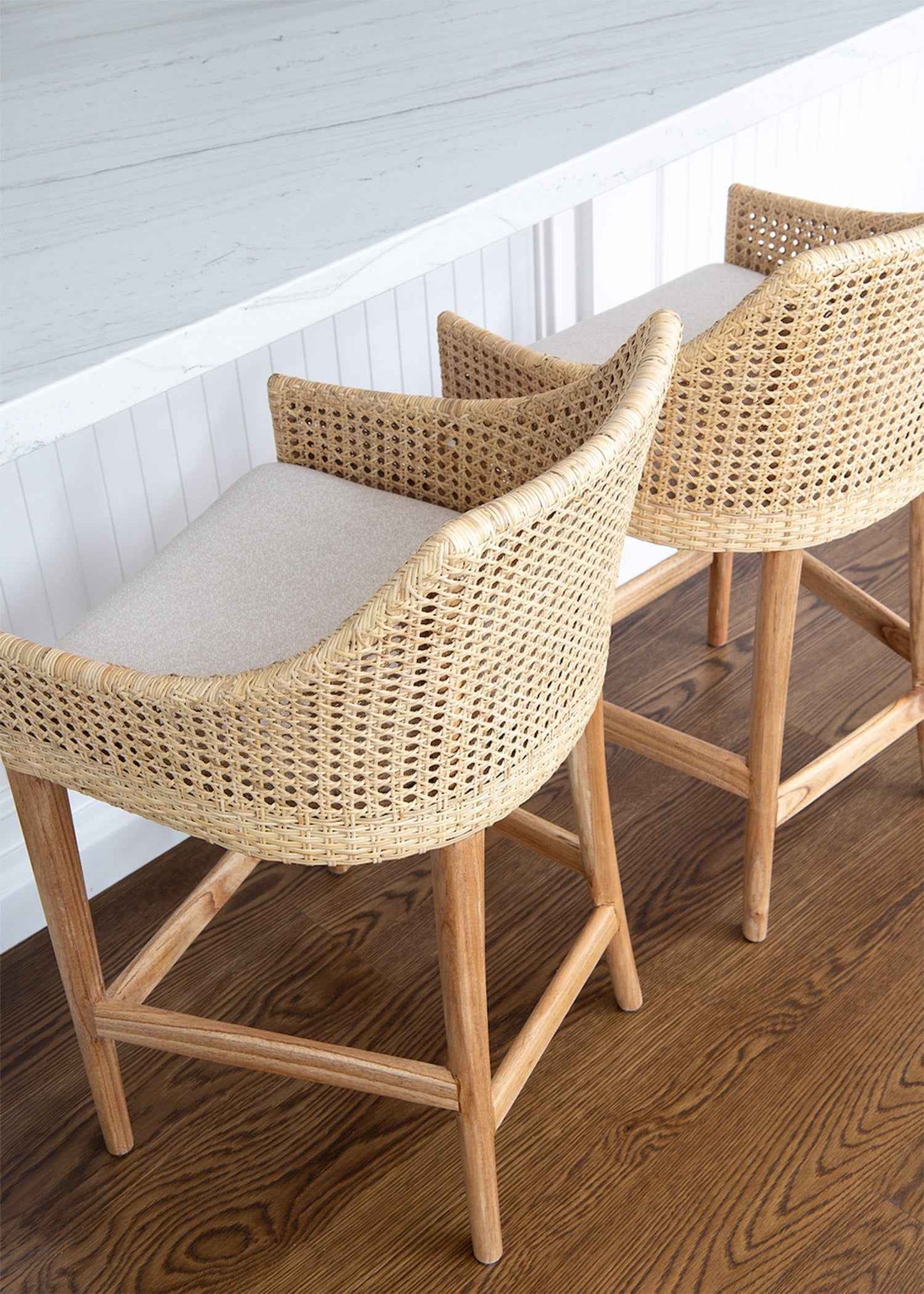 Classic Weave Natural Rattan Bar Stool