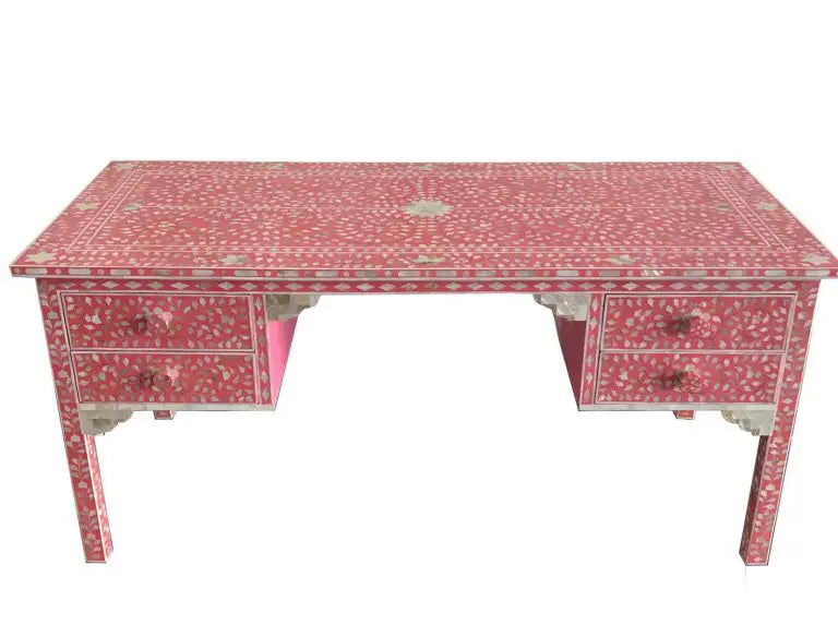 Pink Mother of Pearl desk/dressing table - hansa handcraft - Hansa Handicraft