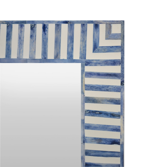 Bone Inlay Mirror Frame Handmade Decor Strip Design Wood Frame Entryway, Hallway, Living Room, Closet Mirror - Hansa Handicraft