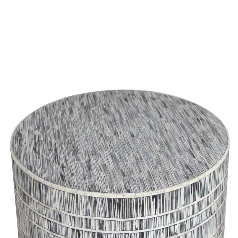 Bone Inlay Round Coffee Table for Home Centre Table Geometric Cube Pattern by Hansa Handicraft - Hansa Handicraft