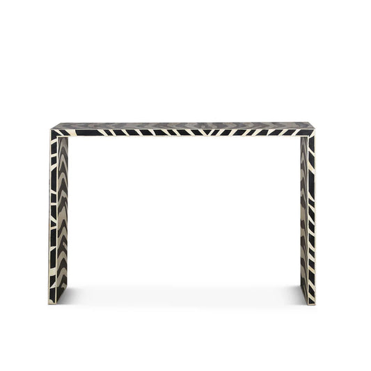 Handmade Bone Inlay Console Table Black and White Zebra Design | Unique Exotic Design for Entryway, Living Room, and Dining Room Decor - Hansa Handicraft