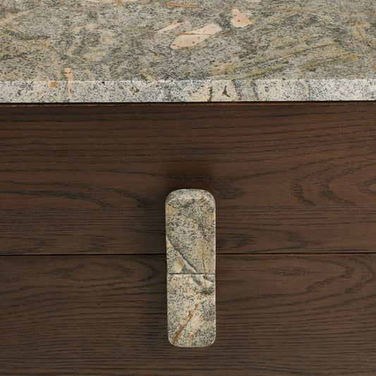 TODD (BED)SIDE TABLE | 2-DRAWERS | OAK + MARBLE
