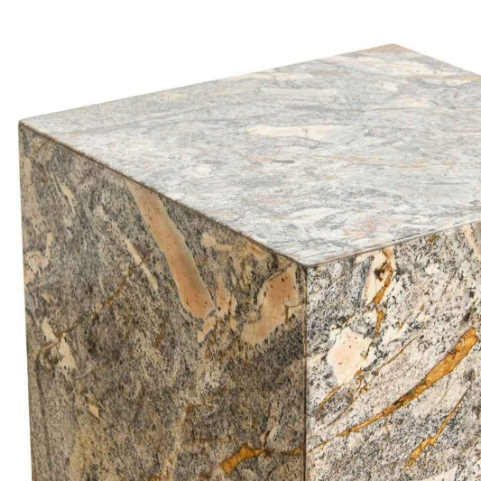 LENI PLINTH SIDE TABLE | GOLDEN FOSSIL | 2 SIZES