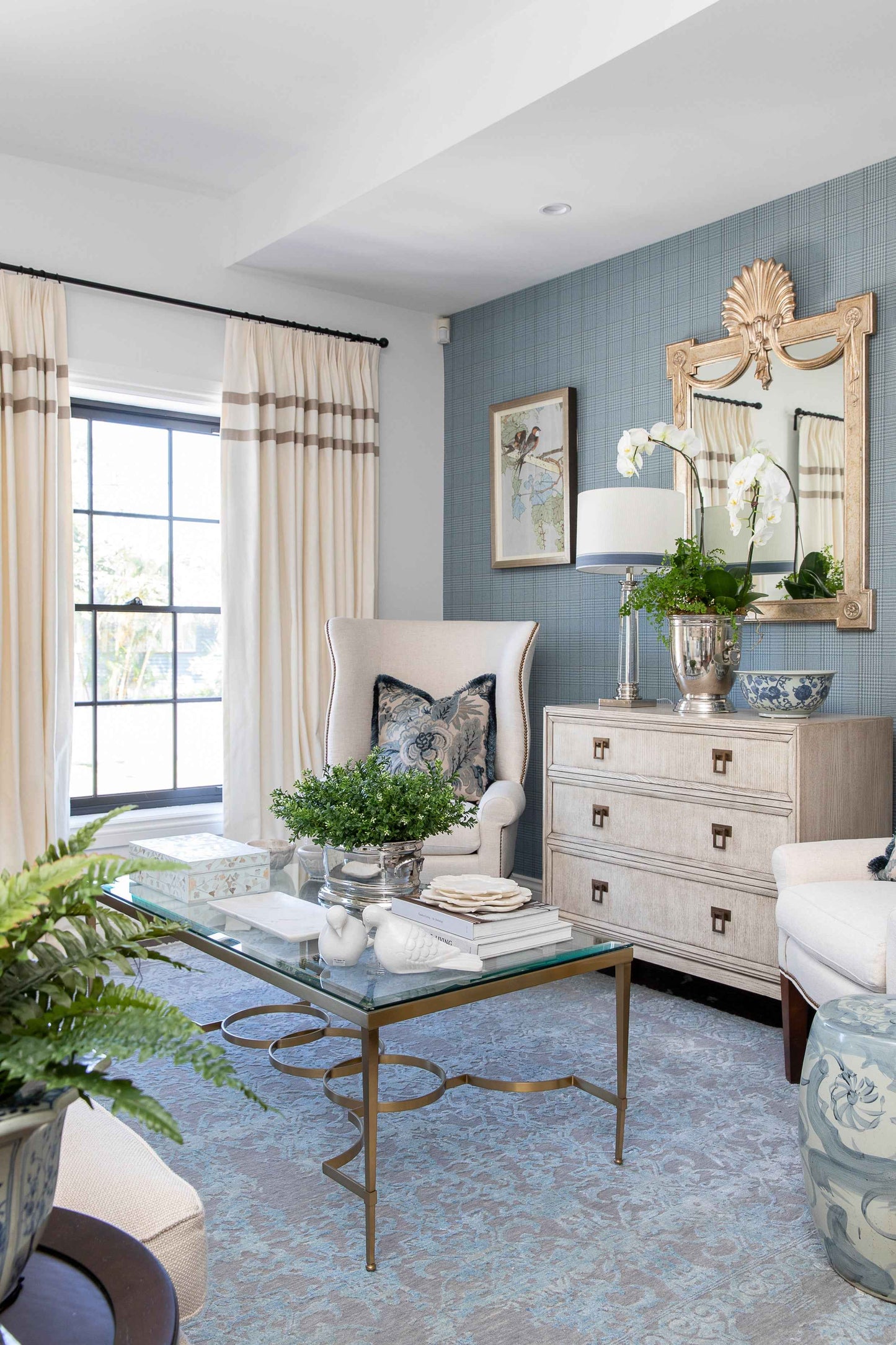 Glass & Brass Motif Coffee Table