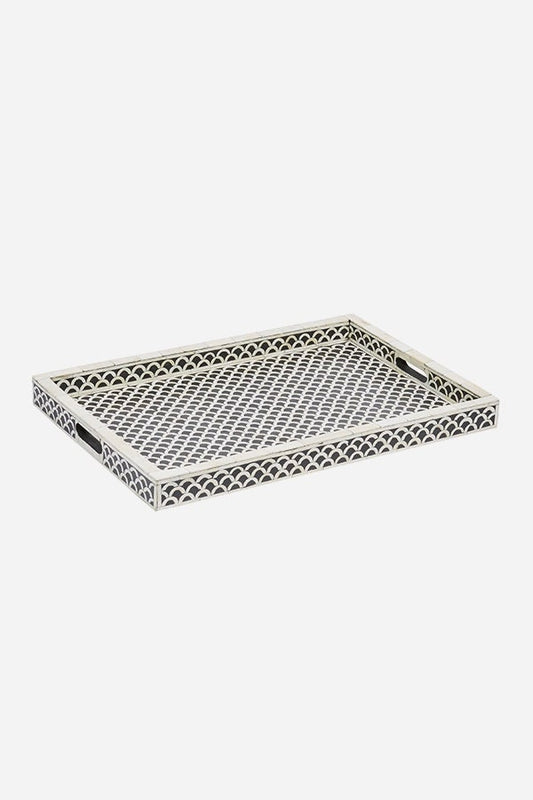 Handmade Bone Inlay Customized Serving Tray Fish Scale Design for Home Decor, Tray for Wedding, Tray for Restaurant, Tray for Coffee Table, Tray for Decor - Hansa Handicraft