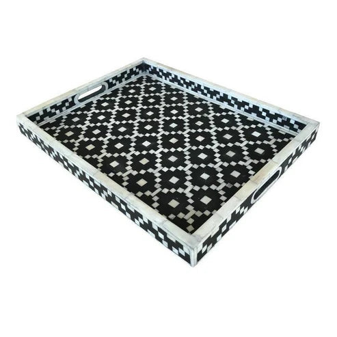 Handmade Bone Inlay Customized Serving Tray Moroccan Design for Home Decor, Tray for Wedding, Tray for Restaurant, Tray for Coffee Table, Tray for Decor - Hansa Handicraft