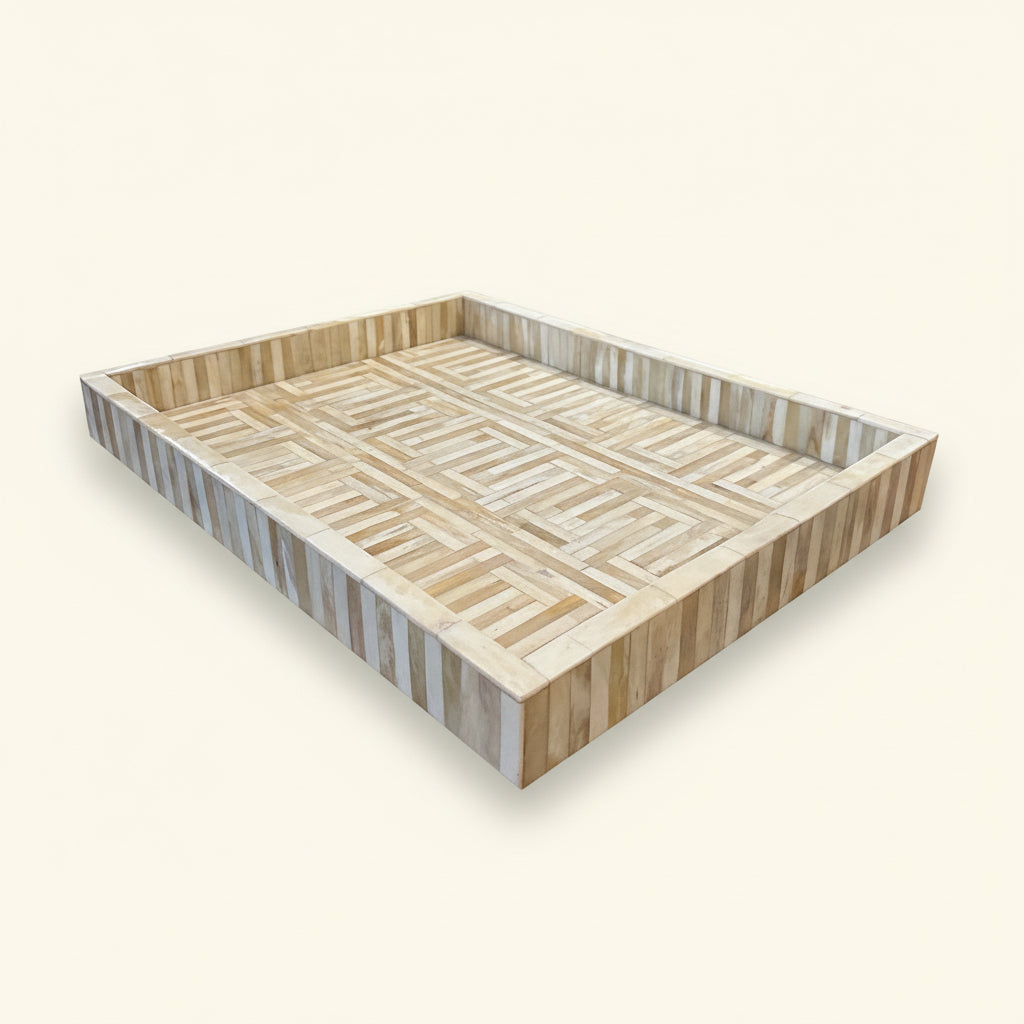 Beige Bone Geometric Tray