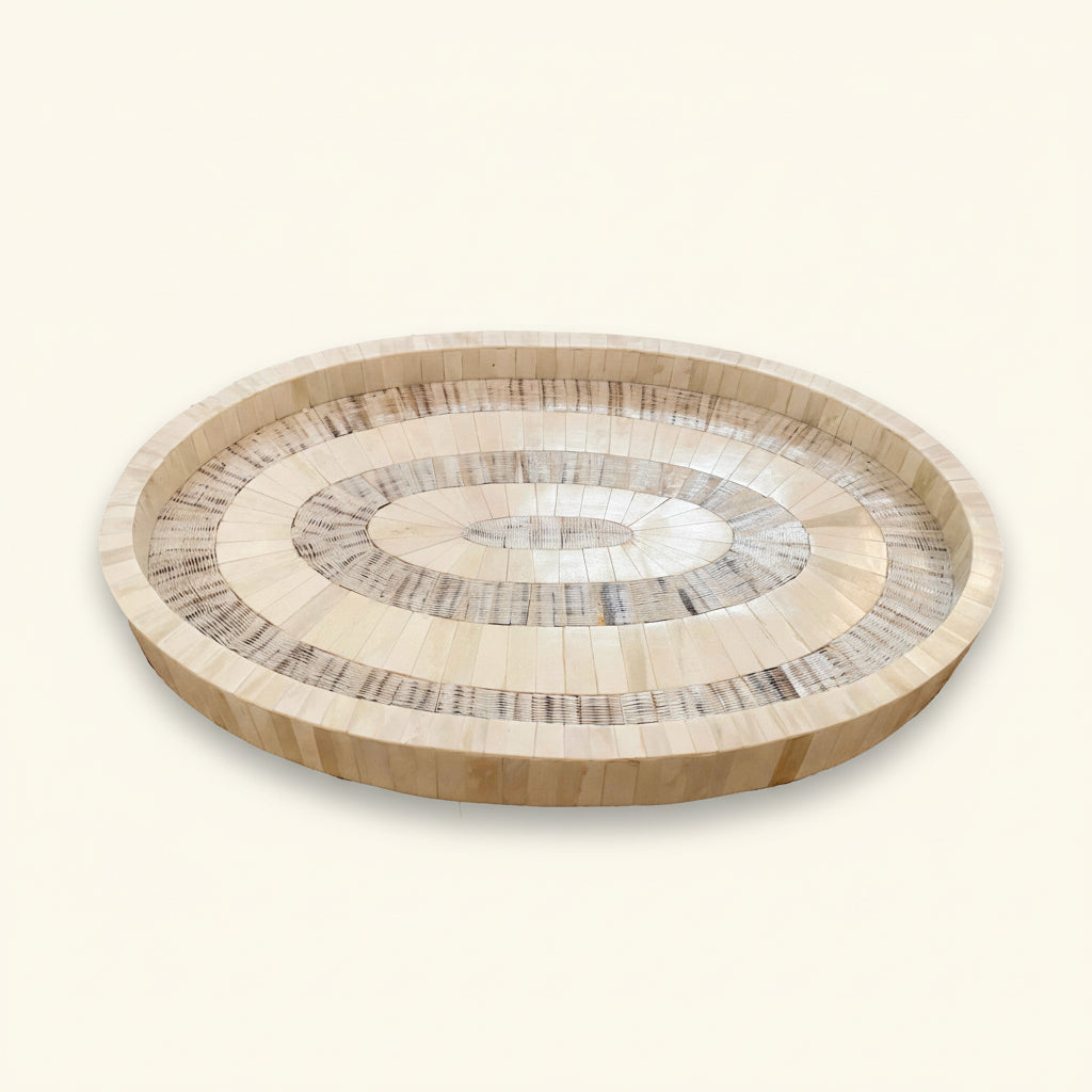 Oval Bone & Etched Horn Tray