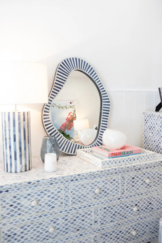 Bone Inlay Mirror Frame Irregular shape Handmade Decor Design Wood Frame Entryway, Hallway, Living Room, Closet Mirror - Hansa Handicraft