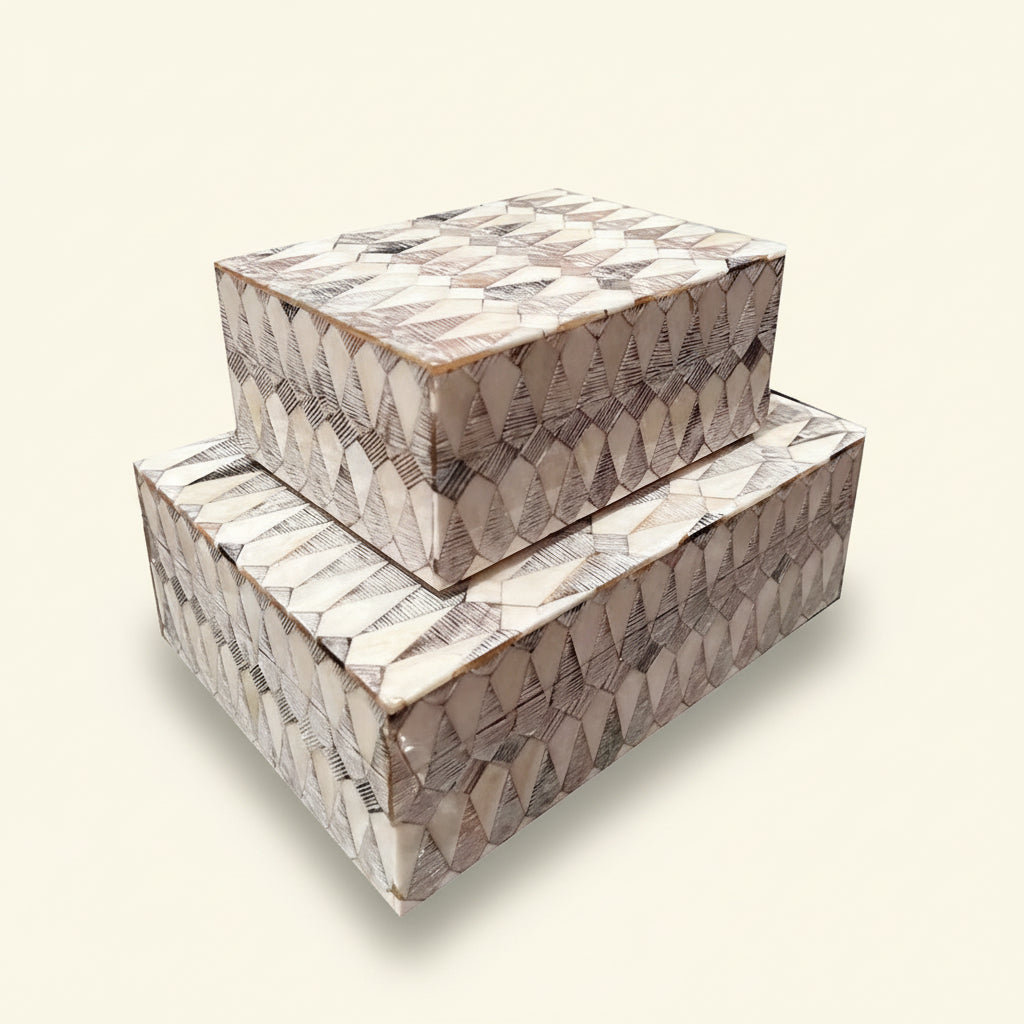 Etched Horn/Bone Pear Boxes