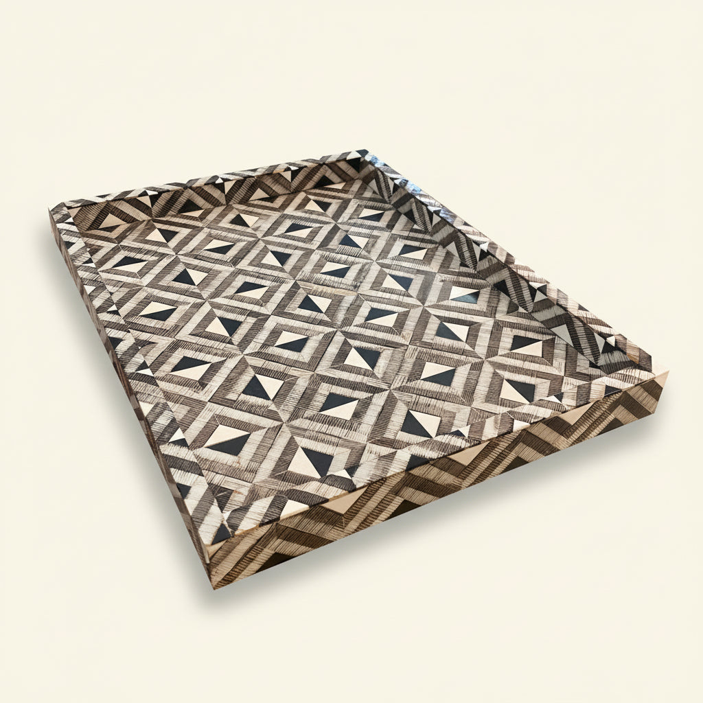 Etched Horn/Bone Geometric Tray