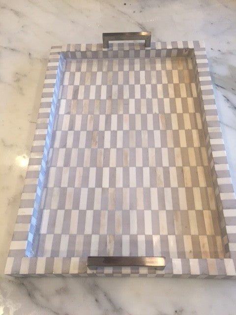 Handmade Bone Inlay Customized Serving Tray with metal Handles for Kitchen Home Decor, Tray for Wedding, Tray for Restaurant, Tray for Coffee Table, Tray for Decor - Hansa Handicraft