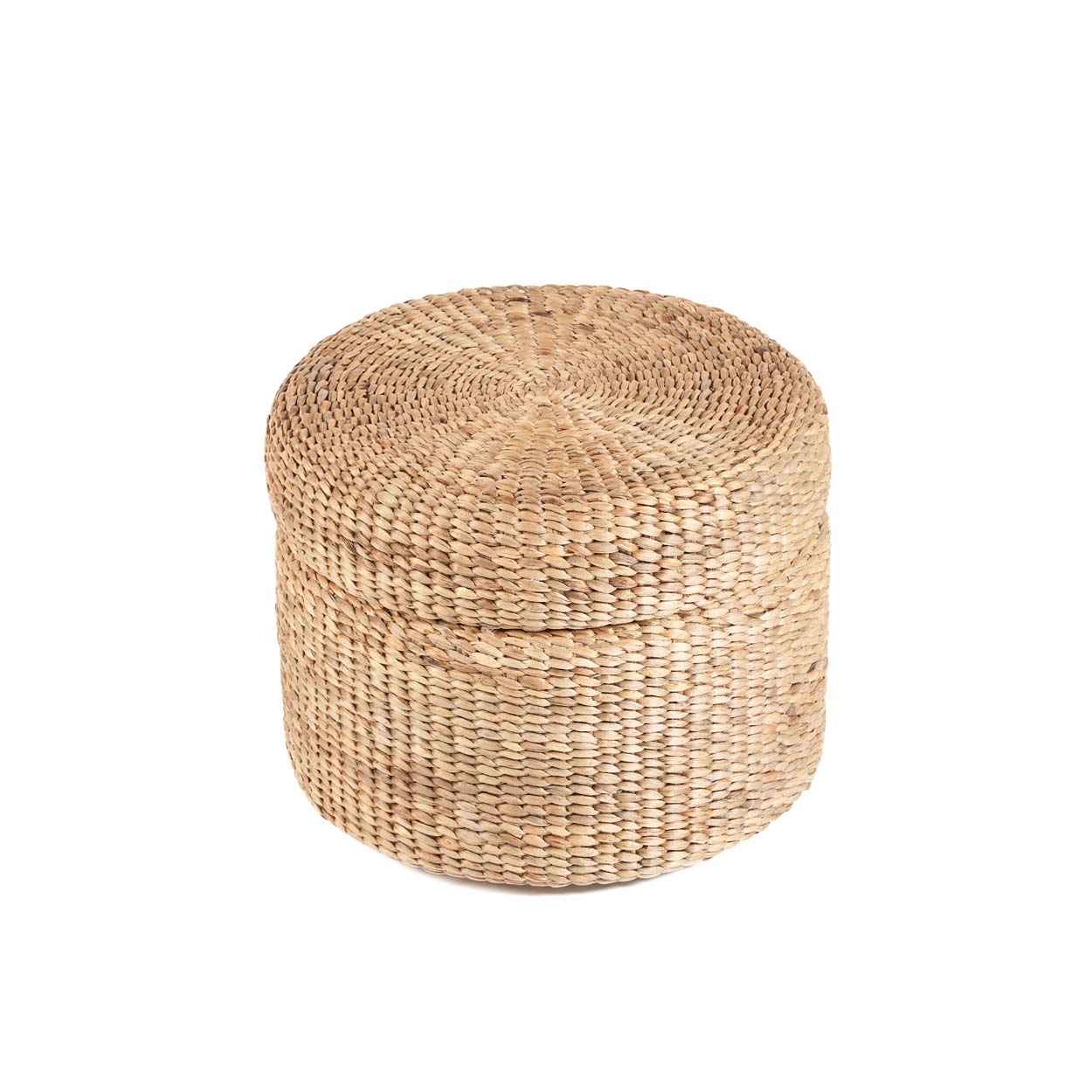 CIRCLE RATTAN STORAGE OTTOMAN | NATURAL
