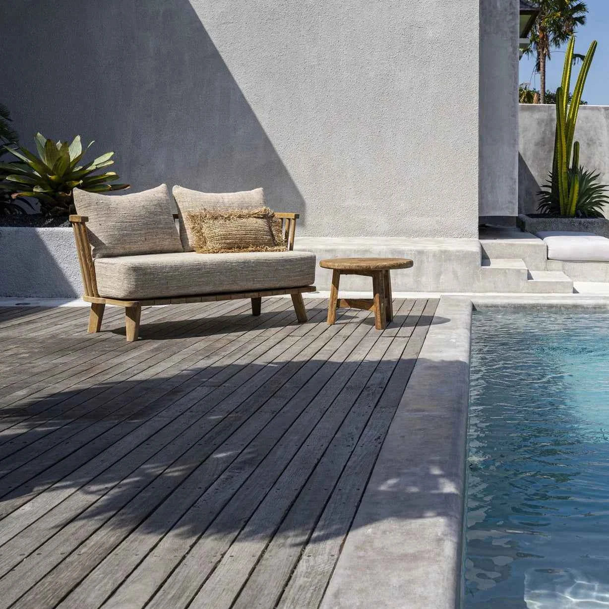 MALAWI TWO-SEATER SOFA | BEIGE | RECLAIMED TEAK | IN-OUTDOORS