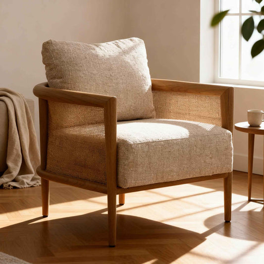 ODETTE CANE PANELED ACCENT CHAIR