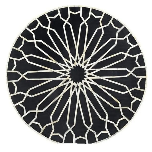 Bone Inlay Round Coffee Table for Home Geometric Floral Centre Table by Hansa Handicraft - Hansa Handicraft