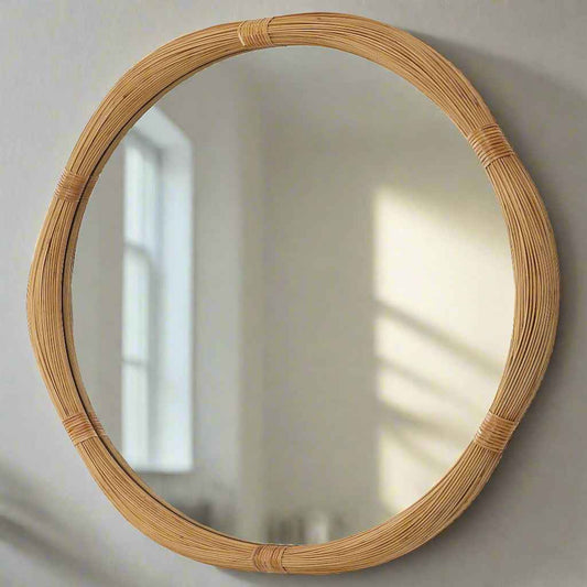 SALINA ROUND NATURAL BAMBOO MIRROR