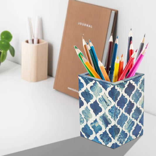 Handmade Bone Inlay Moroccan Pattern Pen & Pencil Holder Caddy Desk Cup, Penholder for Desk Pen Holder Unique Pencil Holder for Desk Modern - Hansa Handicraft