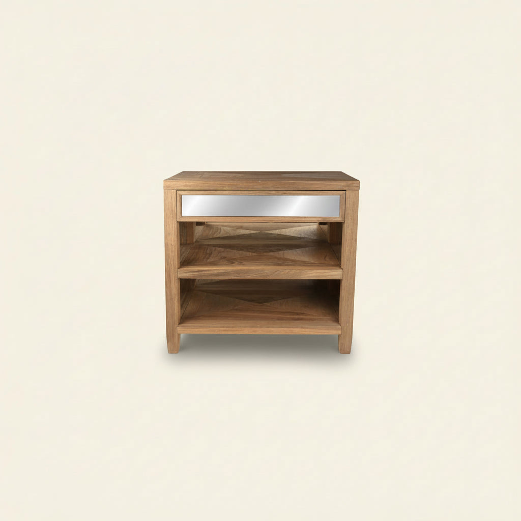 Mirrored Side Table in Natural