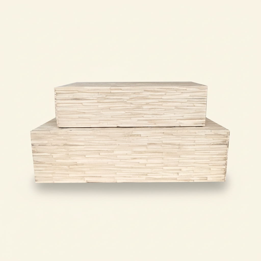 White Bone Boxes with Match Stick Design