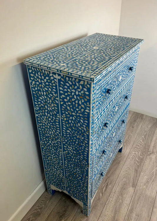 Blue Mother of Pearl Tallboy - hansa handicraft - Hansa Handicraft