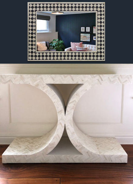 Handmade X-Shaped Console Bone Inlay Console Table | Unique Exotic Design for Entryway, Living Room, and Dining Room Decor - Hansa Handicraft