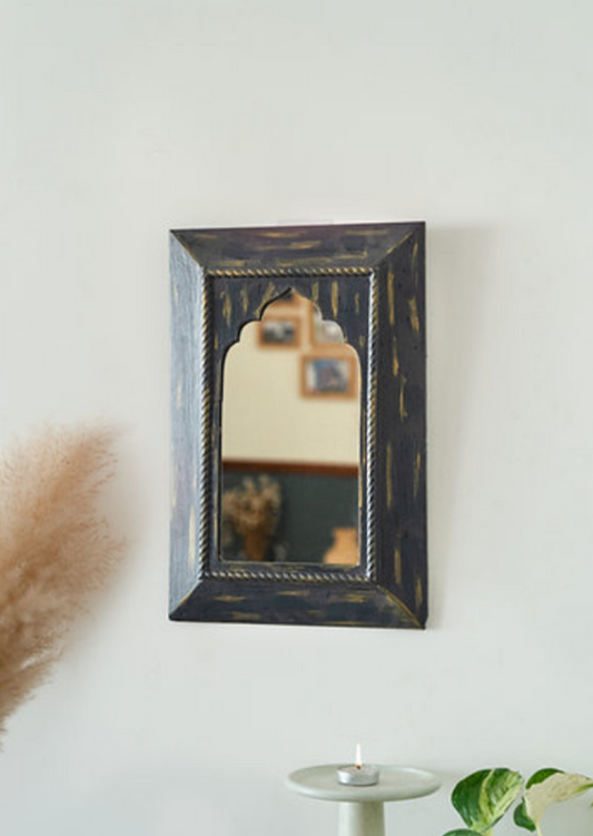 Aurum Mughal Mirror set- Yellow & Grey - Hansa Handicraft