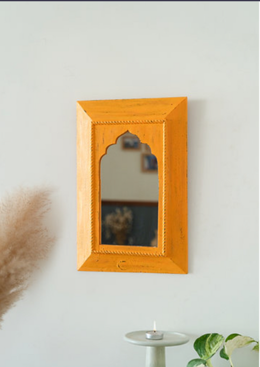Aurum Mughal Mirror set- Yellow & Lavender - Hansa Handicraft