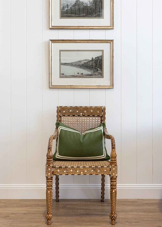 Teak Chair with Rattan & Bone Inlay