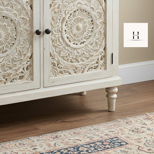 Handcrafted Wooden Cabinet / Carved Sideboard / Boho Chic Storage Console -HANSA HANDICRAFT - Hansa Handicraft