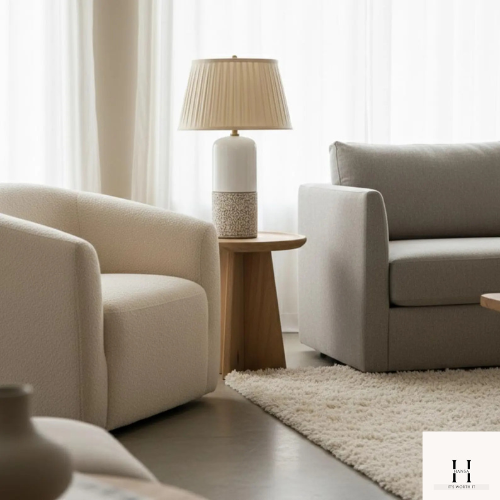 Handmade Bone Inlay Table Lamp – Ceramic Base, Pleated Shade, Boho Decor | Hansa Handicraft.