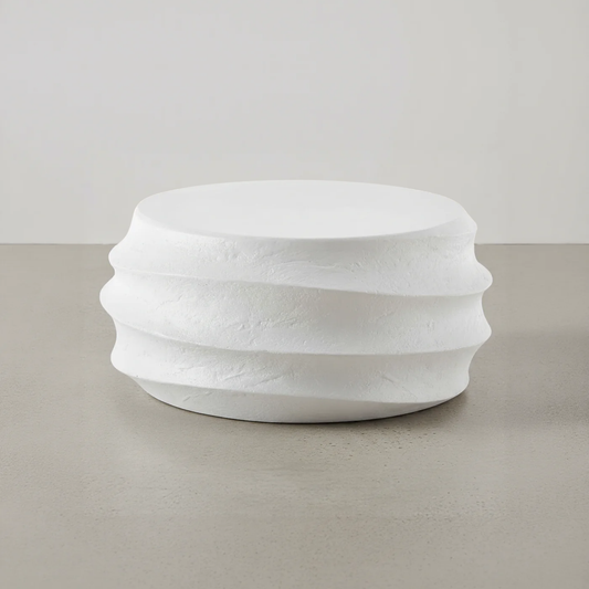 WINDED WHITE CONCRETE COFFEE TABLE