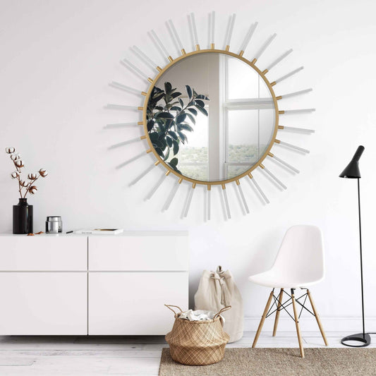 ACRYLIC & GOLD SUNBURST MIRROR