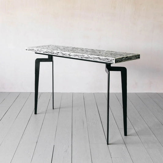 Handmade Meena Black and White Bone Inlay Console Table | Unique Exotic Design for Entryway, Living Room, and Dining Room Decor - Hansa Handicraft