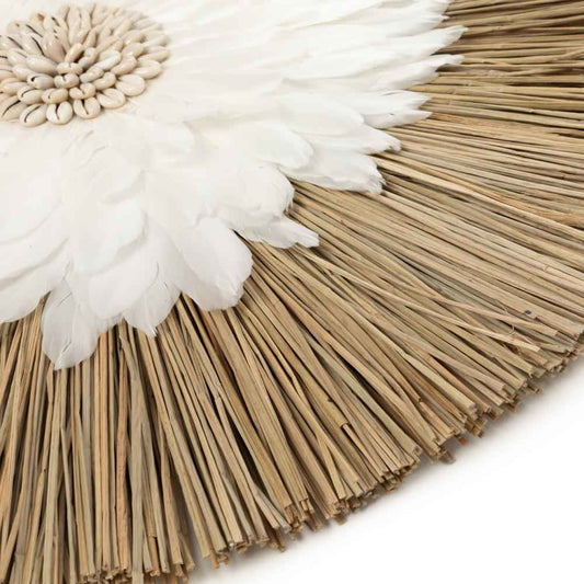 ALANG FEATHER JUJU WALL ART | NATURAL + WHITE