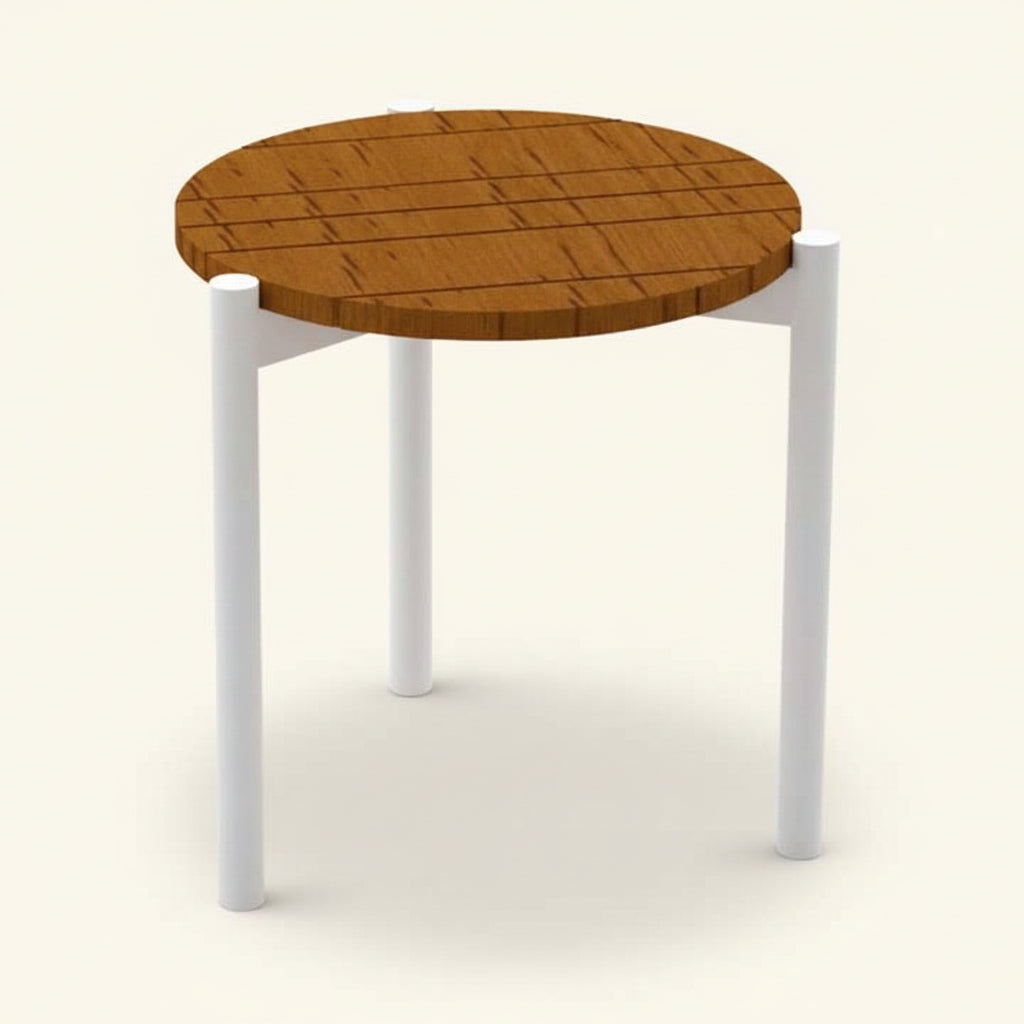 BANYAN TEAK SIDE TABLE / WHITE FRAME (INDOOR-OUTDOOR)