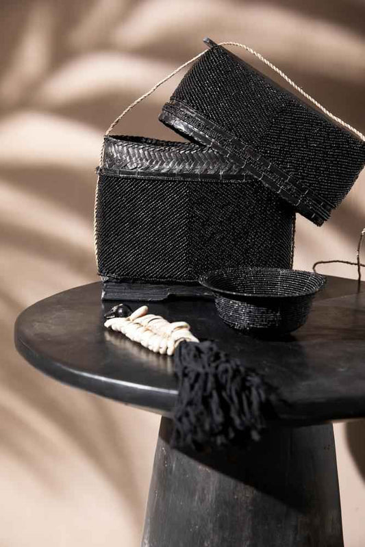 BEADED TREASURE BOX | BLACK