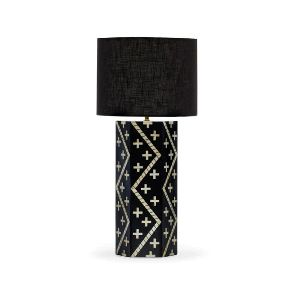 Zeus Black Table Lamp In Bone Inlay-hansa handicraft