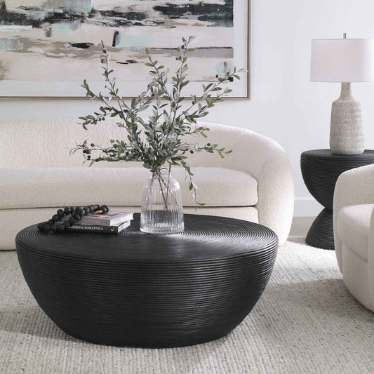 BONGO BLACK RATTAN COFFEE TABLE