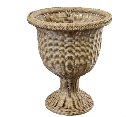 Wicker Braided Column Pedestal and Urn