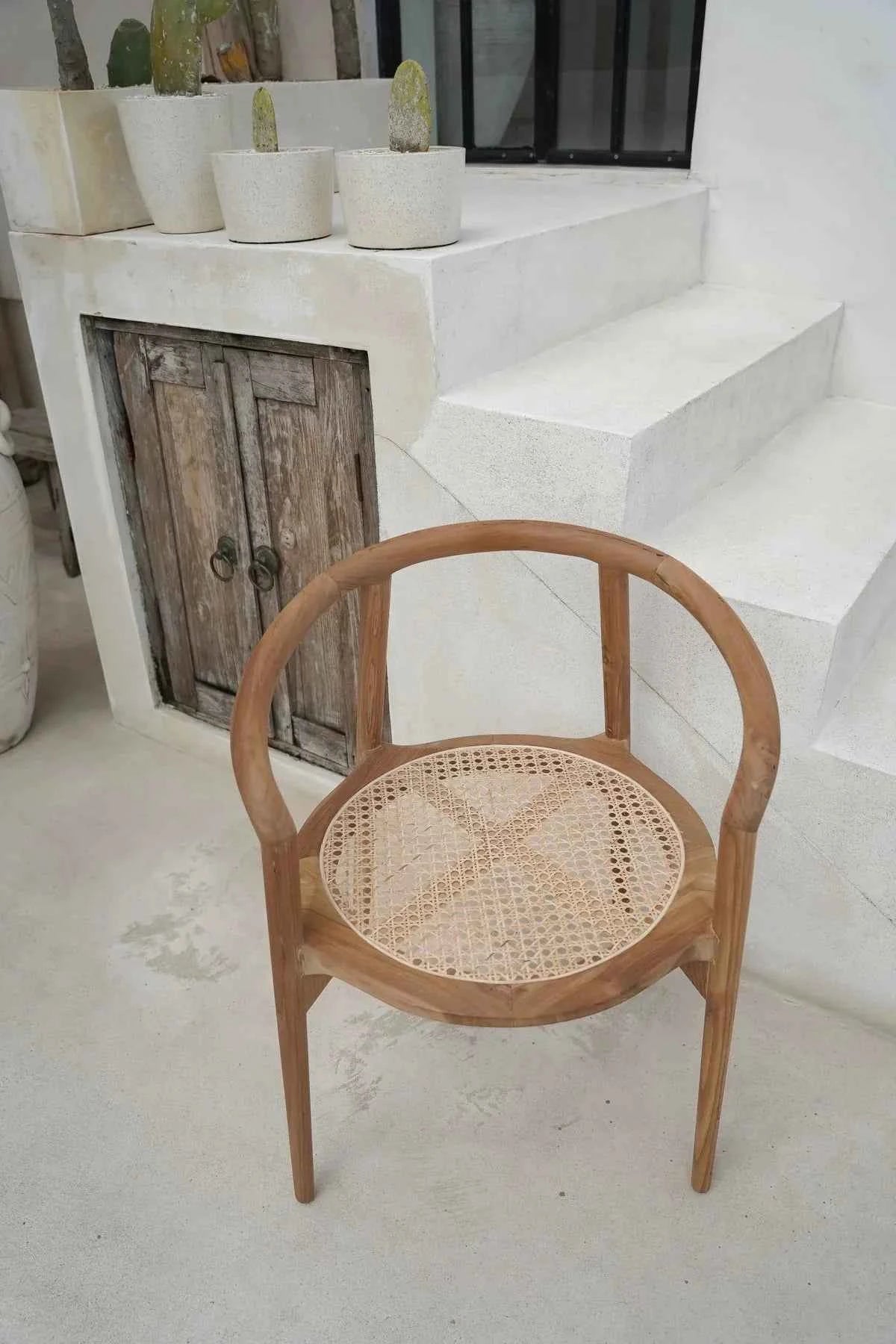 BULAT RATTAN + TEAK DINING CHAIR | NATURAL | SET OF 2