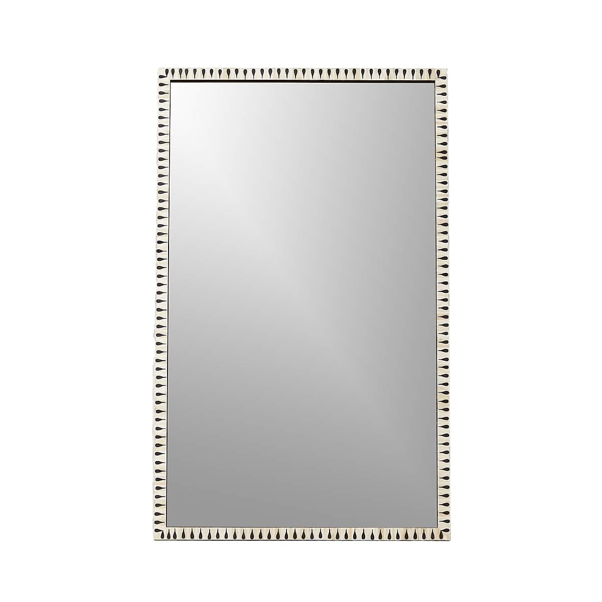 Bone Inlay Floor Mirror, Rectangle Curved Stainless Steel Mirror Caraway.