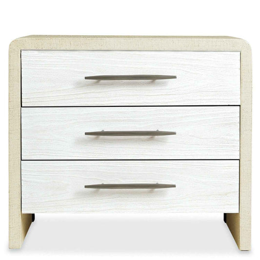 CASCADE BURLAP BLANC 3-DRW NIGHTSTAND