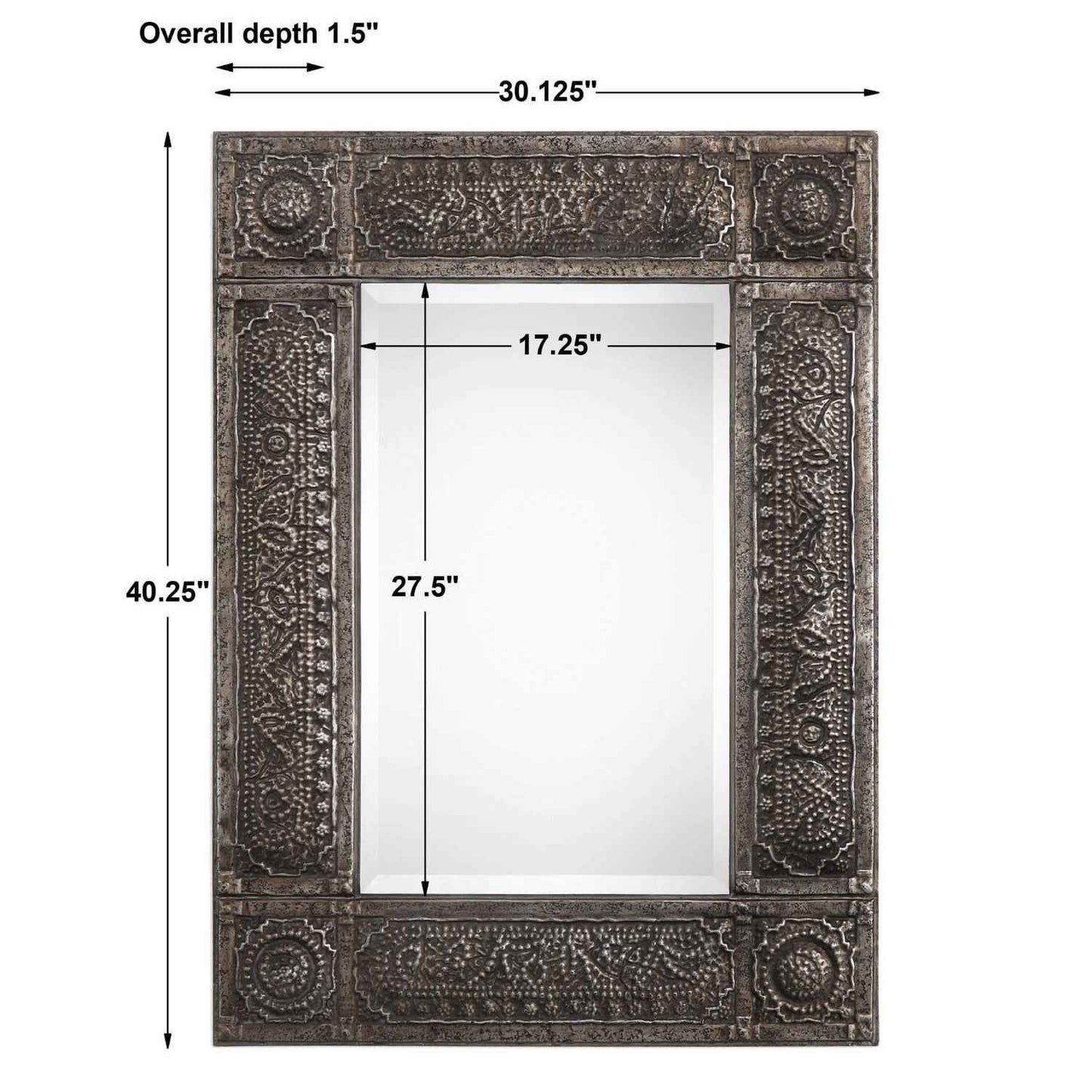 DHALA EMBOSSED ANTIQUE METAL MIRROR