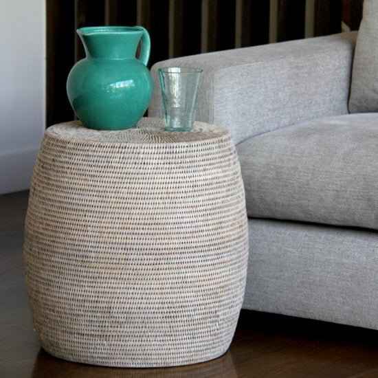 DRUM RATTAN STOOL + SIDE TABLE / 3 COLORS