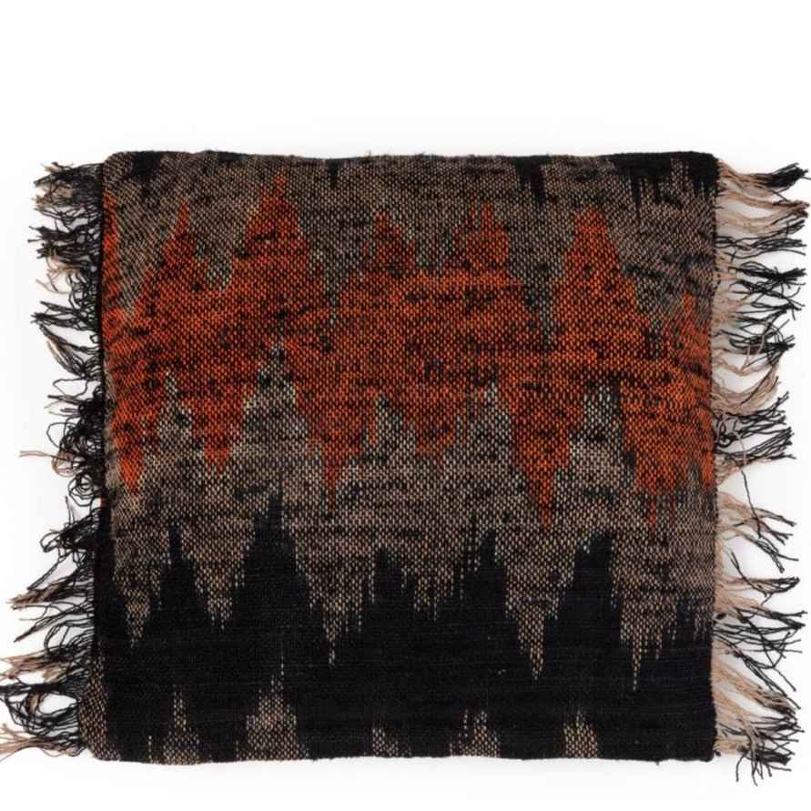 FAIR TRADE CUSHION COVER SQUARE | ORANGE+BLACK | 2 SIZES