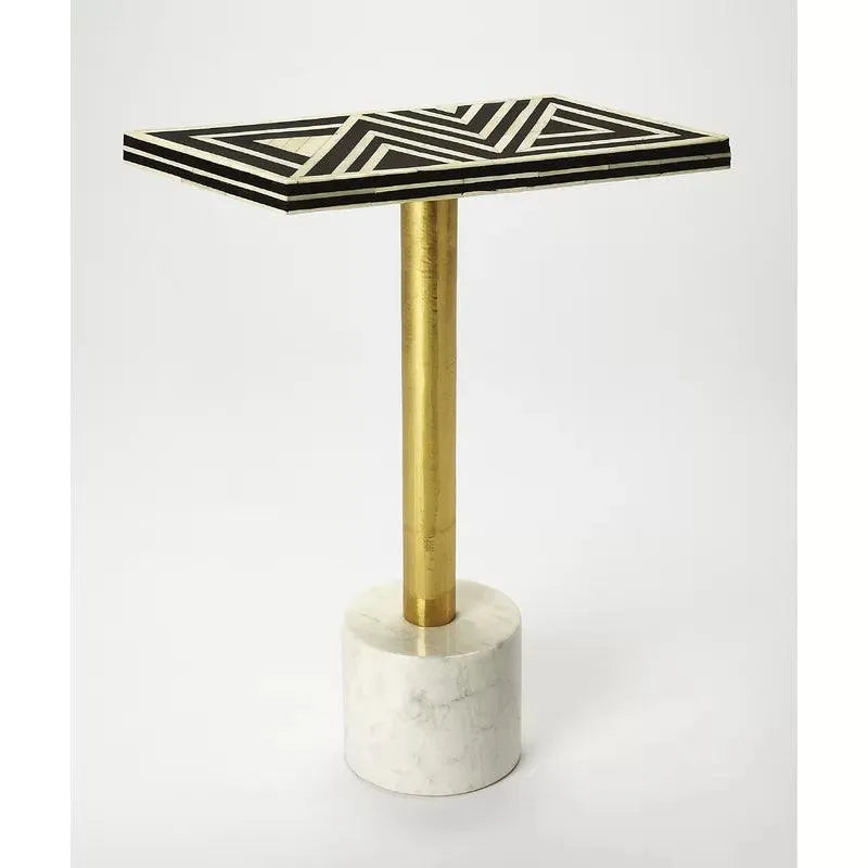 Gillian Bone Inlay End Table Butler Draper Accent Table, Black Bone Inlay