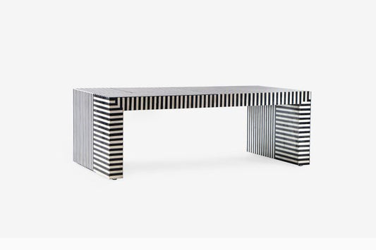 Bone Inlay Rectangle Coffee Table Design With Iron Legs - Hansa Handicraft