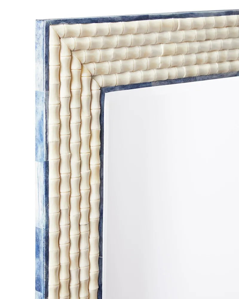 Bone Inlay Bamboo Pattern Mirror Frame, Arbor White Bamboo Bone Inlay Mirror. - Hansa Handicraft