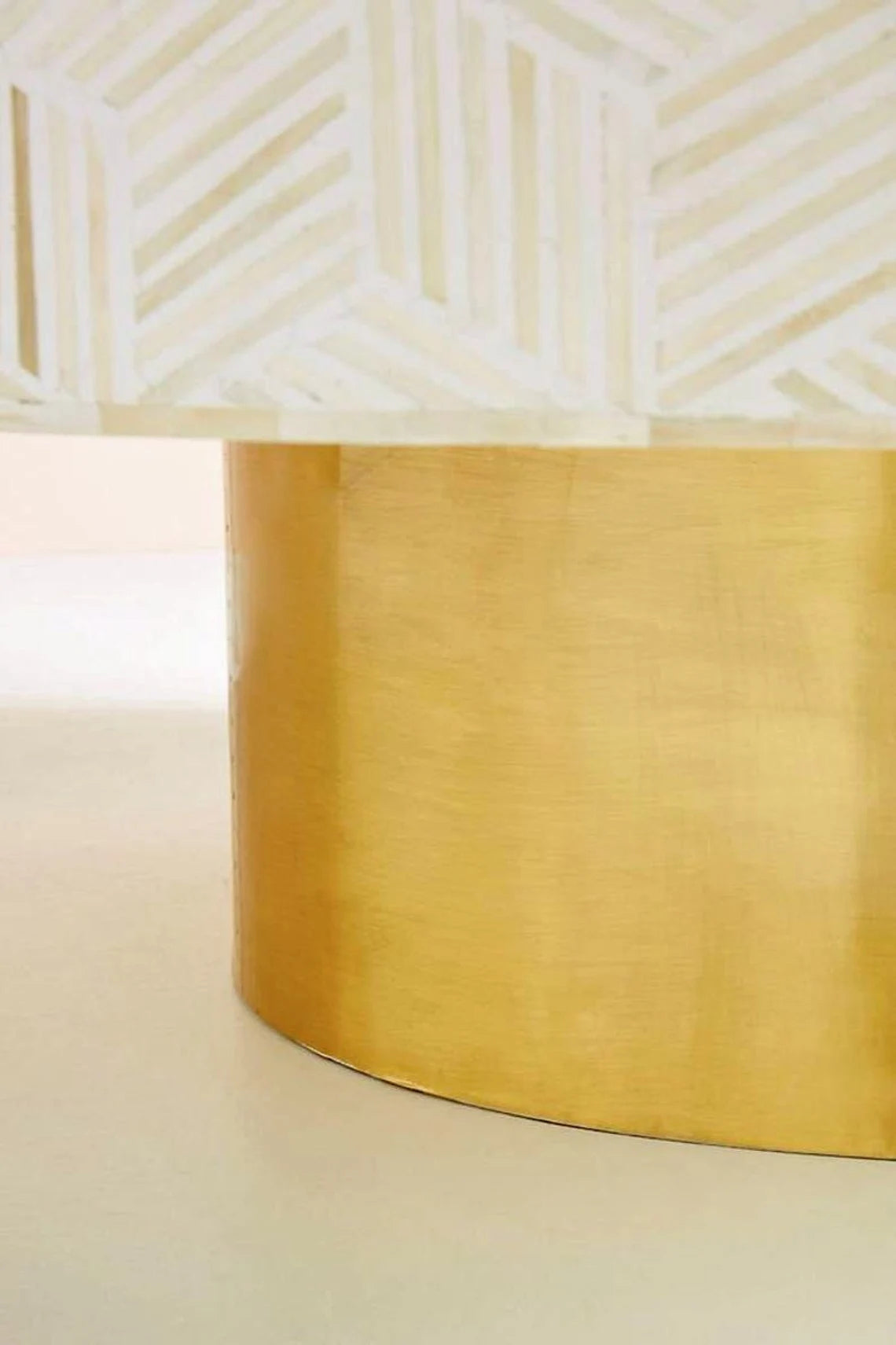 Bone Inlay Round Coffee Table for Home Centre Table Geometrical Pattern by Hansa Handicraft - Hansa Handicraft